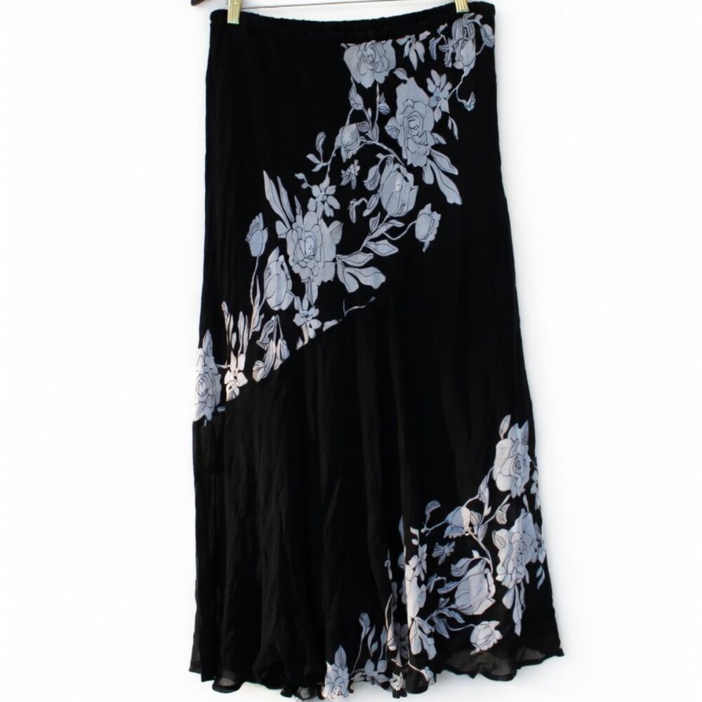 Rouge Woman Black Floral Sequin Maxi Skirt - 3X